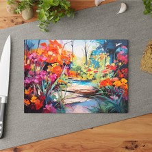 Feyza Design Doğadan Esinlenen Temperli Cam Kesme Tahtası, Şık ve Dayanıklı Tasarım