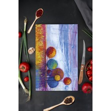 Feyza Design Renkli Ağaç Doğa Cam Kesim ve Sunum Tablası, Isıya Dayanıklı, Kaymaz