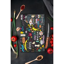 Feyza Design Dijital Yazılı Kara Tahta Cam Kesim ve Sunum Tablası