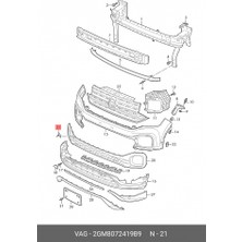 TŞT Volkswagen T Cross- 2022-2023  Ön Tampon Alt Çıtası Gümüs Grı  (Tw) Oem No (2GM8063332UC)