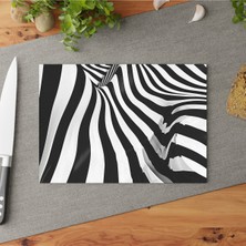 Feyza Design Soyut Sanat Temiz Cam Kesme Tahtası, Modern ve Şık Mutfak Aksesuarı