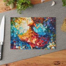 Feyza Design Şık Temperli Cam Kesme Tahtası Seti, Kaymaz Yüzey, Çizilmez, Kolay Temizlik