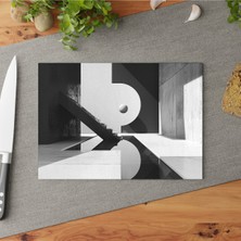 Feyza Design Temperli Cam Kesme Tahtası, Kaymaz Yüzey, Çizilmez, Soyut Dokulu Tasarım