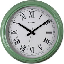 Regal Roma Rakamlı Metal Duvar Saati - Canlı Yeşil Renk Klasik Dekoratif Saat