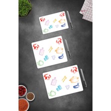 Feyza Design Renkli Cam Kesme Tablası 3'lü Set, Beyaz Fonlu, Şık ve Kullanışlı
