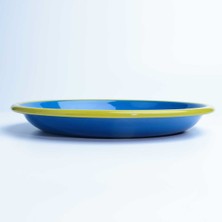 Emayra Emaye Servis Tabağı 26 cm | Kobalt Kordon Fıstık Yeşil