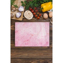 Feyza Design Şık Mermer Temalı Cam Kesme Tahtası 21X30CM, Mutfak Dekoru ve Doğrama Için