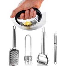 Feyza Design Paslanmaz Çelik 5 Parça Rende ve Soyacak Seti, Pratik ve Dayanıklı