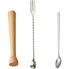 Feyza Design Ahşap Mojito Tokmağı ve Bar Kaşığı Seti, Şık Kokteyl Araçları