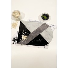 Feyza Design Kanallı Cam Kesme Tahtası, Hibrit Mermer, Oval Kenar, 25X35CM