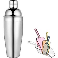 Feyza Design 350 ml Metal Bar Shaker ve Buz Küreği ile Kokteyl Hazırlama Seti