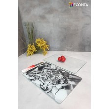 Feyza Design Cam Kesme Tahtası 2'li Takım, Kristal ve Saydam, 20X30 cm