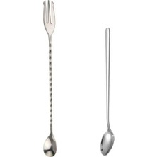 Feyza Design Setli Kokteyl Kaşıklar, Çatallı ve Düz Bar Kaşığı, Şık Sunumlar Için