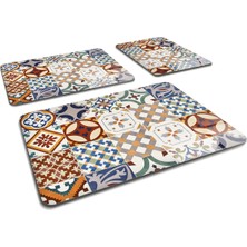 Feyza Design 3'lü Takım Çini Desenli Cam Kesme Tablası Seti, Şık ve Pratik Kullanım