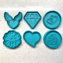 Feyza Design 6'lı Romantik Kurabiye Kalıbı Seti, Düğün ve Sevgililer Günü Için