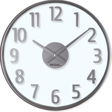 Regal Opal Gümüş Metalik Rakamlı Duvar Saati 37.5 cm - Krom Çerçeveli Şeffaf Minimalist Saat