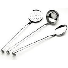 Feyza Design Paslanmaz Çelik Kepçe, Kevgir ve Kaşık Takımı Seti