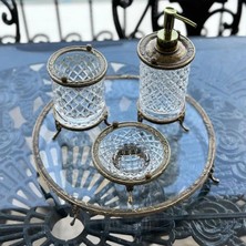 Çamlıca Home Emayra 4 Parça Cam Banyo Seti Antik
