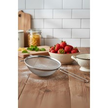 Feyza Design Derin 28 cm Paslanmaz Çelik Süzgeç, Metalik Gri, Dayanıklı ve Şık Tasarım