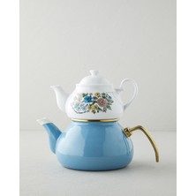 English Home Lively Porselen Emaye Çaydanlık 0,85 + 2,2 L Mavi