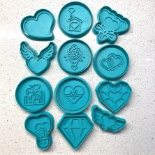 Feyza Design 12'li Aşk ve Kutlama Kurabiye Kalıbı Seti, Düğün, Nişan, Sevgililer Günü