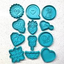 Feyza Design 12'li Yaratıcı Aşk Sembolleri Kurabiye Kalıbı Seti, Modern Tasarım