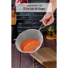 Feyza Design 22 cm Çelik Tel Süzgeç ve Kevgir, Tencereye Takılır, Pratik ve Dayanıklı