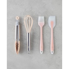 English Home Kinsley Silikon 4'lü Servis Gereci 21 x 21 x 21.5 x 23 cm Açık Pembe