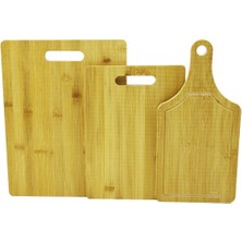 Feyza Design 3 Boy Ahşap Bambu Kesim Panosu Seti, Çoklu Boyut Seçenekleri
