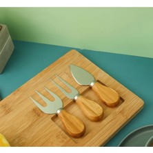 Feyza Design 3 Bıçaklı Bambu Peynir Sunum Tahtası, Şık ve Kullanışlı Tasarım