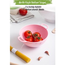 Feyza Design Akrilik Soft Pembe Mini Pirinç Süzgeç ve Bakliyat Ölçülü, 3 Su Bardaklı