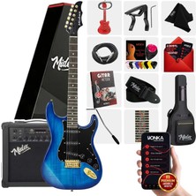 Midex GLC-40BL-AMP Elektro Gitar Seti 25 WATT Şarjlı BT Amfi Full SET