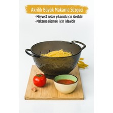 Feyza Design Akrilik Füme Makarna ve Sebze Meyve Süzgeci, Pratik ve Şık Tasarım