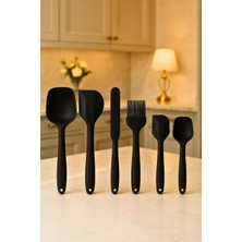 Feyza Design 6’lı Siyah Isıya Dayanıklı Silikon Mutfak Spatula Seti