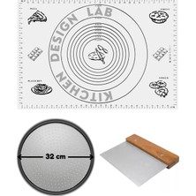 Feyza Design Beyaz Silikon Hamur Açma Matı ve Pizza Kesici Seti 45X65 cm