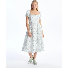 Lc Waikiki Yeni Sezon Kare Yaka Çiçekli Kadın Elbise