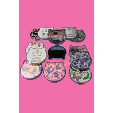 Özgürce Sevimli Kedi Kalp Tasarımlı Yuvarlak Makyaj Aynası, Çanta Boyutu