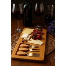 Feyza Design Bambu Peynir Sunum Seti 4 Parça: Tahta, Çatal, Spatula, Bıçak