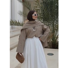 Moda Aksa 5471 Seyyar Şallı Keten Üst( Vizon )