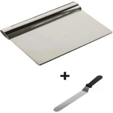 Feyza Design Çelik Pasta Sıvama Spatulası ve Hamur Kazıyıcı, 2'li Set