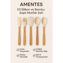 Feyza Design 5'li Mini Bambu Spatula Seti, Şık ve Dayanıklı Mutfak Gereçleri