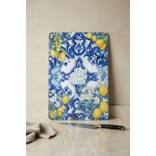 Feyza Design Cam Kesme Tahtası, 25X35 Cm, Temperli, Italyan Seramik Desenli