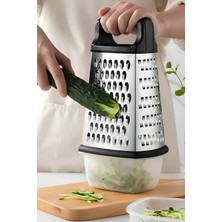 Feyza Design Paslanmaz Çelik 4 Yüzlü Hazneli Rende, Kaymaz Tabanlı Mutfak Gereç