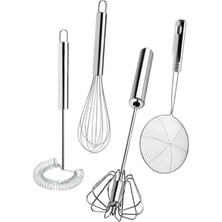 Feyza Design 4'lü Set: Otomatik Basmalı Çırpıcı, Yağ Kevgiri, Tel ve Yumurta Mikseri