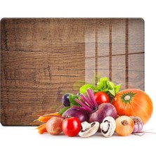 Feyza Design Şık Ahşap Görünümlü Cam Kesme Tablası, 20X30 Cm, Dayanıklı ve Estetik