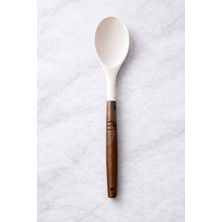 Destpak Akasya Saplı Silikon Kaşık - Ahşap Saplı Silikon Servis Kaşığı - Sağlam Silikon Uçlu Yanmaz Yapışmaz