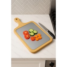 Feyza Design Çelik ve Bambu Kesim Panosu, Dayanıklı ve Hijyenik Kesme Tahtası