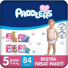 Paddlers Bebek Bezi 5 Numara Junior 84 Adet (11-18 Kg) Ekstra Fırsat Paketi