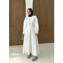 Moda Aksa Dantel Desen Gömlek Beyaz