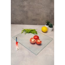Feyza Design Saydam Cam Kesme Tahtası, 20X30 Cm, Pratik ve Şık Mutfak Gereci